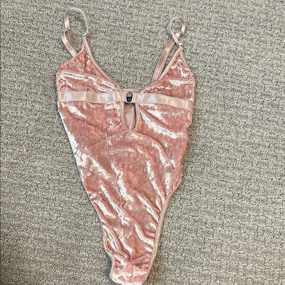 Current Mood Pink Velvet Bodysuit